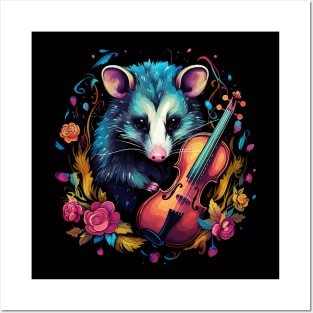 Opossum Playing Violin Posters and Art